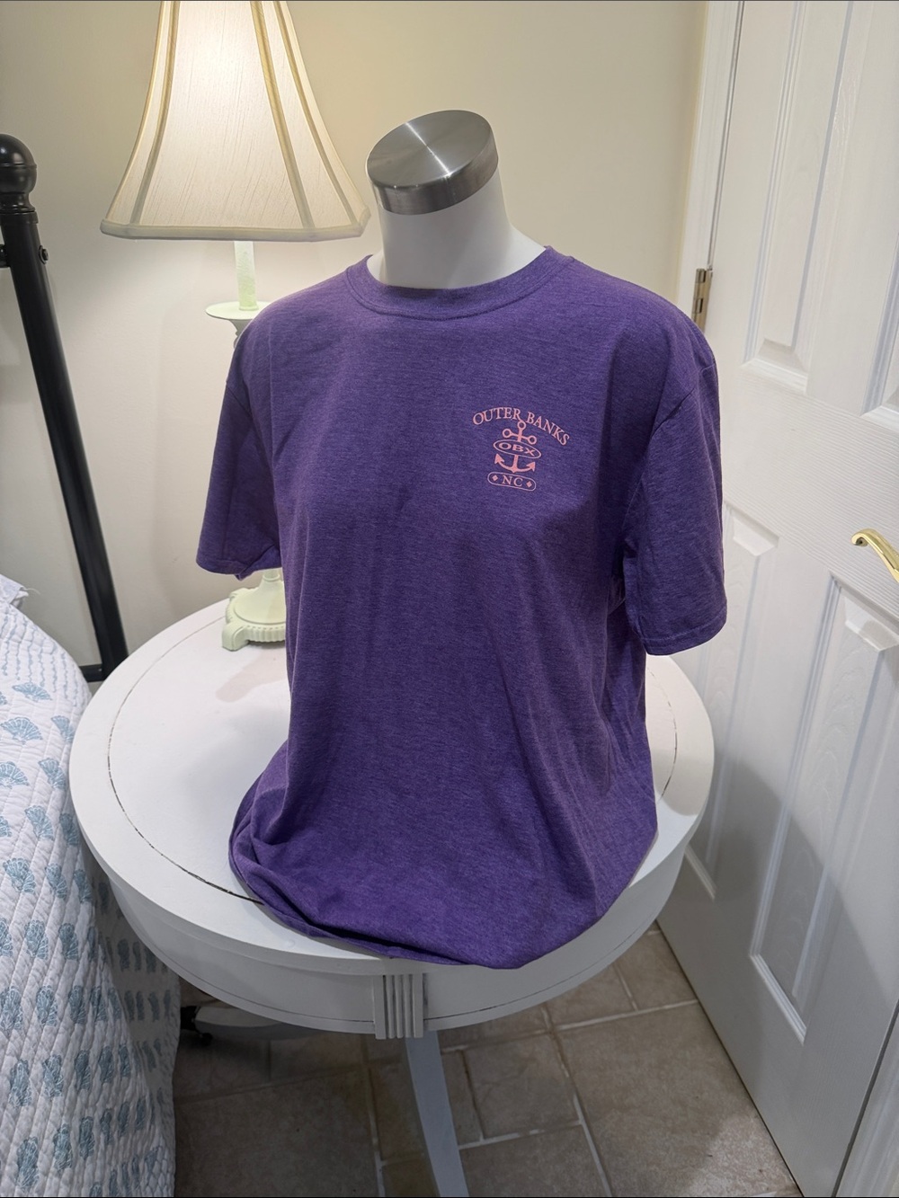Outer Banks NC Purple Short Sleeve Tee Small Pink Chest Logo size XL women - Picture 2 of 9